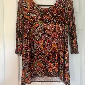 Salaam clothing reversible keyhole tunic paisley size M nwt